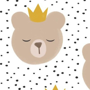 (large scale) bears with crowns - grey polka
