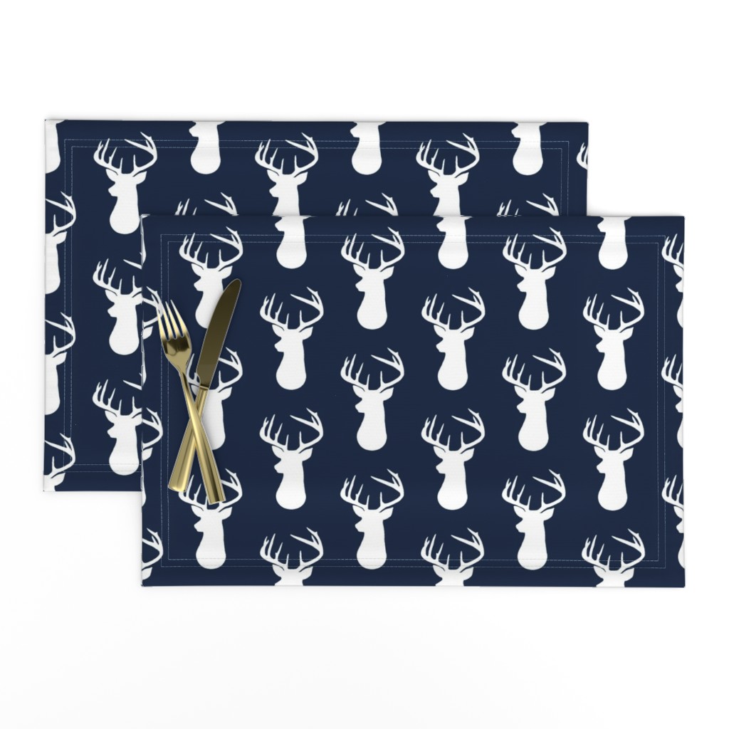 Navy + White Deer Buck Silhouette – Woodland Baby Boy Nursery Bedding 