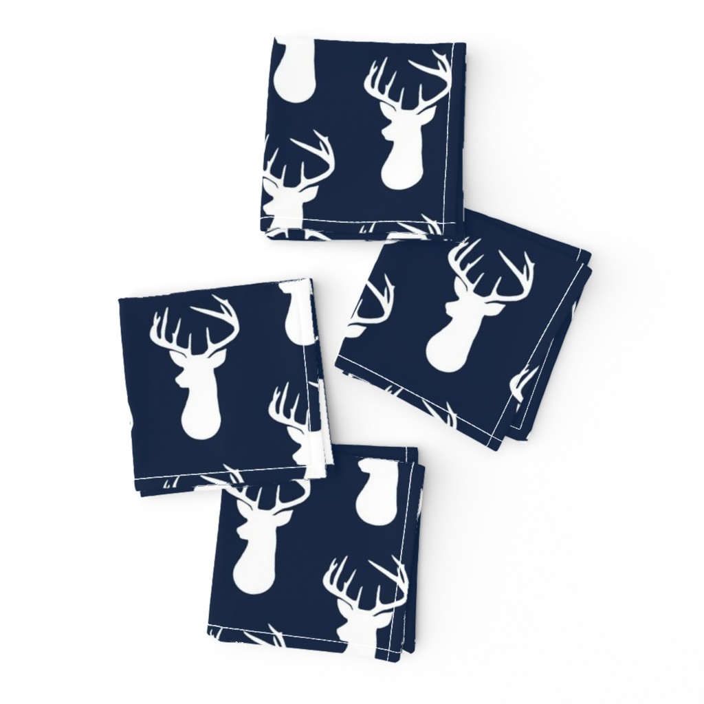 Navy + White Deer Buck Silhouette – Woodland Baby Boy Nursery Bedding 