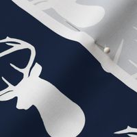 Navy + White Deer Buck Silhouette – Woodland Baby Boy Nursery Bedding 