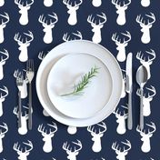 Navy + White Deer Buck Silhouette – Woodland Baby Boy Nursery Bedding 