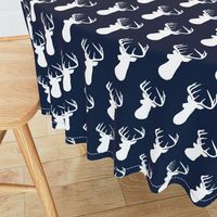 Navy + White Deer Buck Silhouette – Woodland Baby Boy Nursery Bedding 