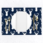 Navy + White Deer Buck Silhouette – Woodland Baby Boy Nursery Bedding 