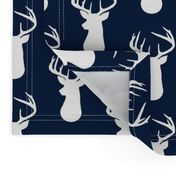 Navy + White Deer Buck Silhouette – Woodland Baby Boy Nursery Bedding 