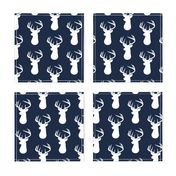 Navy + White Deer Buck Silhouette – Woodland Baby Boy Nursery Bedding 