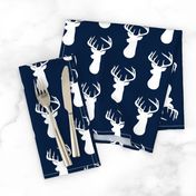 Navy + White Deer Buck Silhouette – Woodland Baby Boy Nursery Bedding 