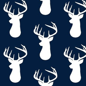 Navy + White Deer Buck Silhouette – Woodland Baby Boy Nursery Bedding 