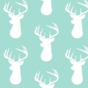 Mint + White Deer Buck Silhouette – Woodland Baby Nursery Bedding 