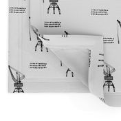 Cool port industry heavy lifting crane harbor illustration boys fabric in monochrome black and white