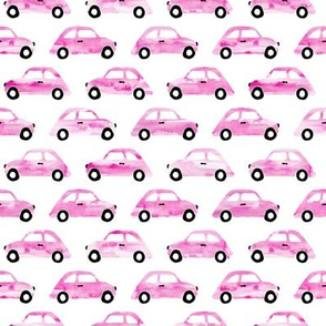 Vintage watercolor traffic series italian cars hot pink modern design for girls