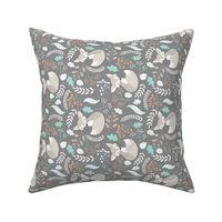 Gray Fox - Sleepy Foxes (steel grey) Baby Boy Nursery Woodland Animals Kids Childrens Bedding S2 ROTATED