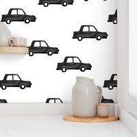 Cool watercolors London taxi cab cars traffic design for kids monochrome black and white