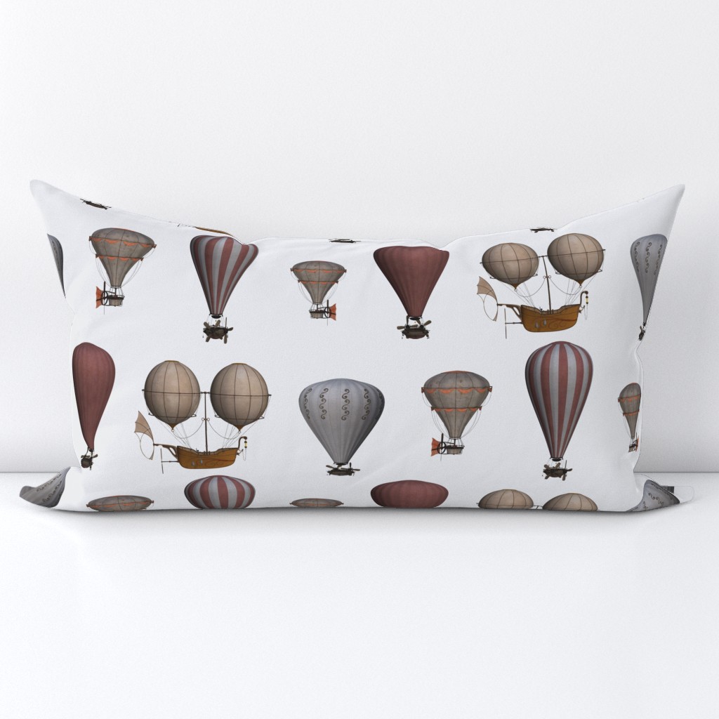 Vintage hot air balloons steampunk brown and grey