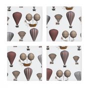 Vintage hot air balloons steampunk brown and grey