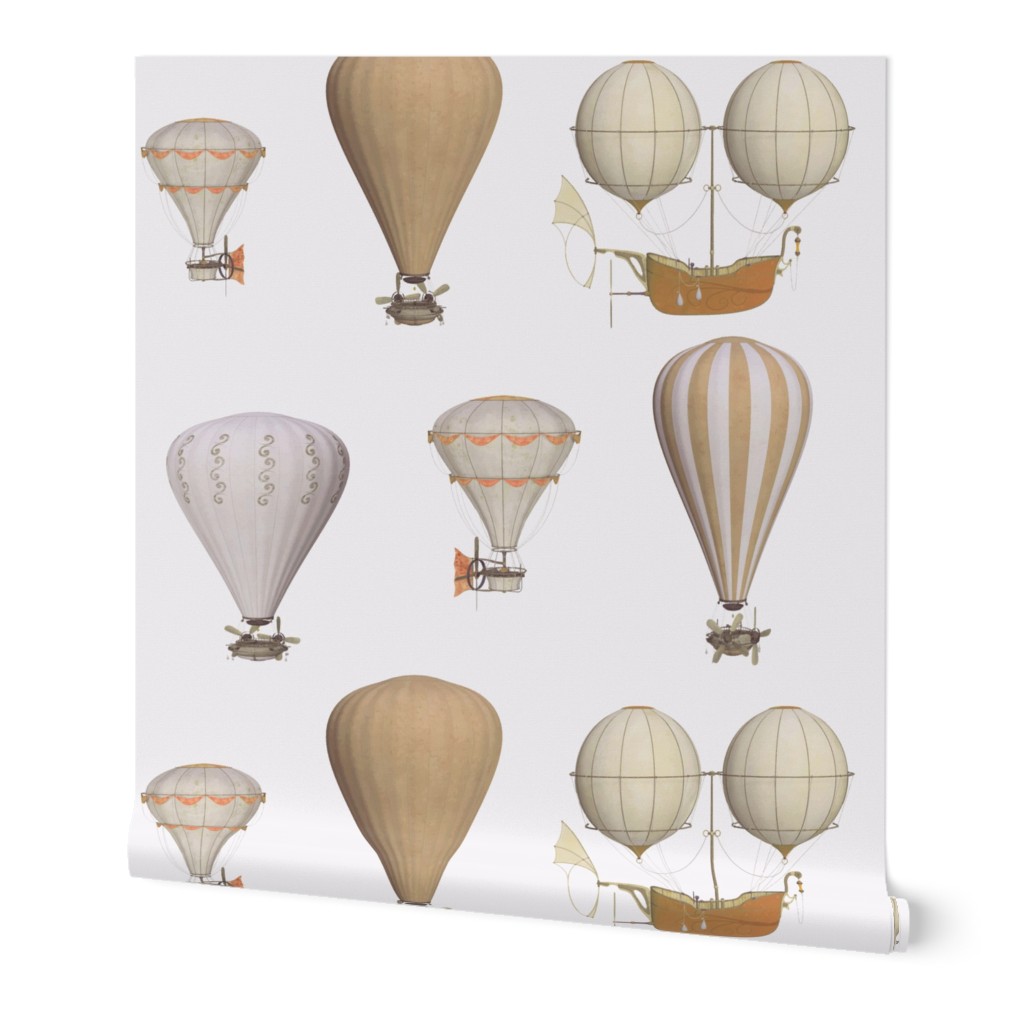 ivory white hot air balloons vintage style