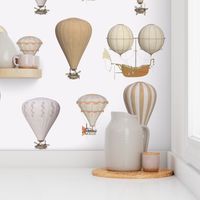 ivory white hot air balloons vintage style