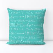 Girls Personalized Name // Turquoise and White Doodles - Emily