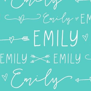 Girls Personalized Name // Turquoise and White Doodles - Emily