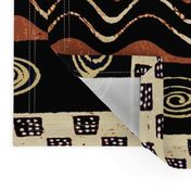 African Tribal - 21 x 21 repeat - Design 7083749 - Black Rust Ivory