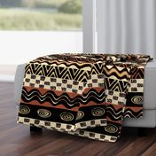 African Tribal - 21 x 21 repeat - Design 7083749 - Black Rust Ivory