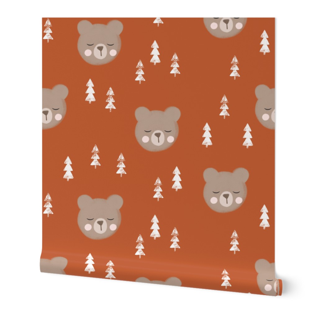 baby bear with trees - adventure orange