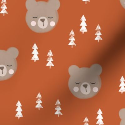 baby bear with trees - adventure orange
