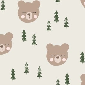 baby bear and trees - beige