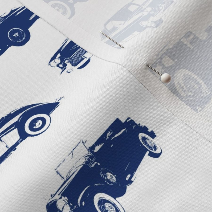 Blue Vintage Cars Fabric | Spoonflower