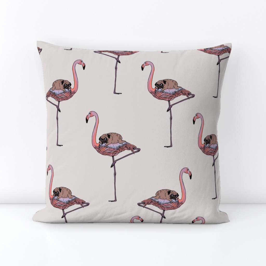 Flamingo and pug