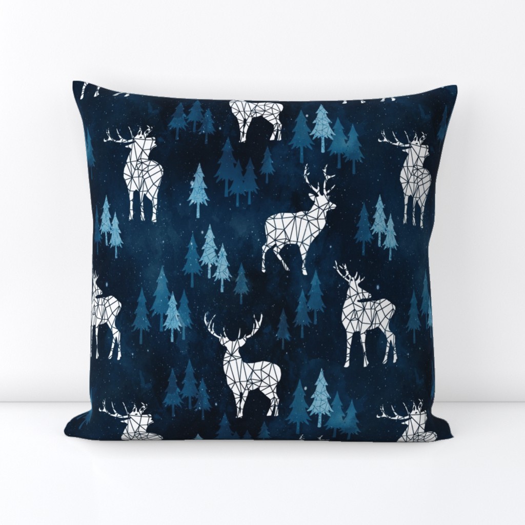 Ice Forest Deer Deep Blue