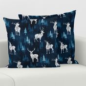 Ice Forest Deer Deep Blue