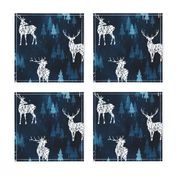 Ice Forest Deer Deep Blue