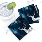 Ice Forest Deer Deep Blue