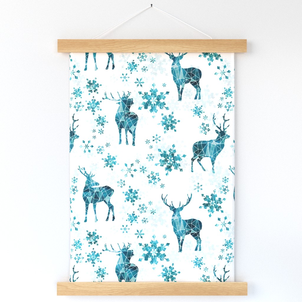 Ice Forest Deer with Snowflakes