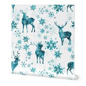 Ice Forest Deer with Snowflakes