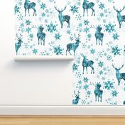 Ice Forest Deer with Snowflakes