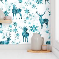 Ice Forest Deer with Snowflakes