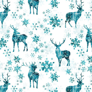 Ice Forest Deer with Snowflakes