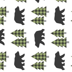 Bears and Trees (jungle green / onyx plaid) rotated