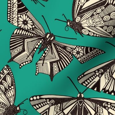 summer butterflies teal