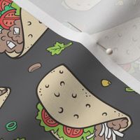 Tacos Food on Dark Grey Charcoal