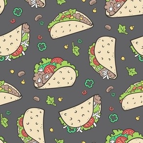 Tacos Food on Dark Grey Charcoal