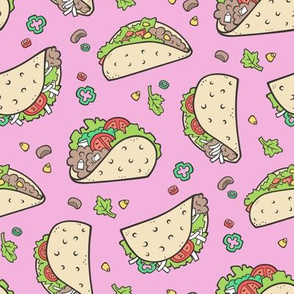 Tacos Food on Magenta Pink