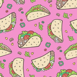 Tacos Food on Dark Pink