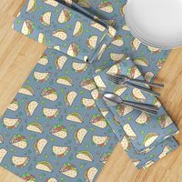 Tacos Food on Dark Blue Navy