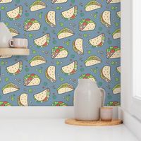 Tacos Food on Dark Blue Navy