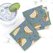 Tacos Food on Dark Blue Navy