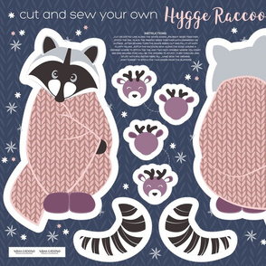 Cut and sew your own hygge raccoon // pink