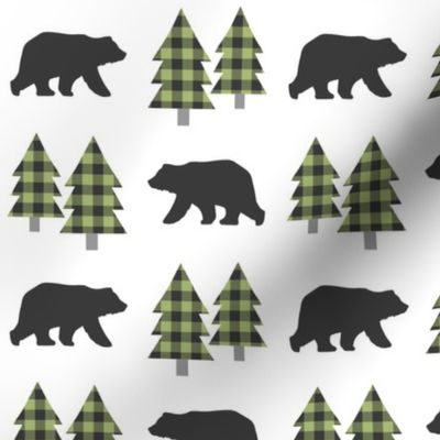 Bears and Trees (jungle green / onyx plaid)