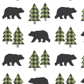 Bears and Trees (jungle green / onyx plaid)